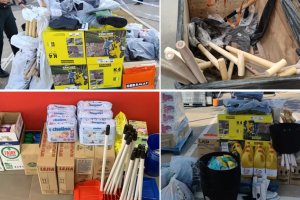 Materiales de limpieza donados.