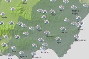 Mapa de Almería con la previsión de lluvias para esta semana.