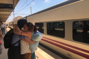 Llegada del tren a la Intermodal de Almería.