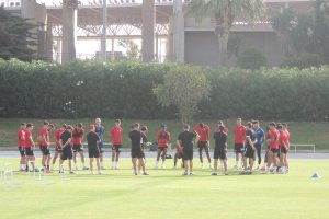 La charla de Rubi antes del entrenamiento.