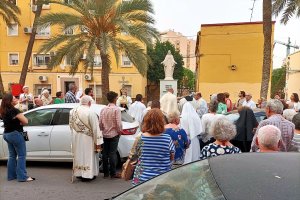 Momento de la bendición del monumento al Sagrado Corazón de Jesús.