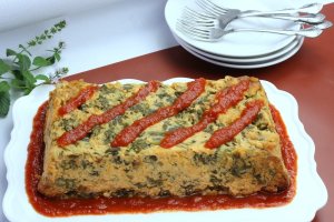 Pastel de acelgas y chorizo.