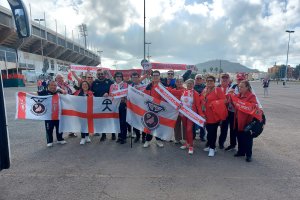 La Peña Orgullo Almeriense en la previa del Cartagena-Almería.