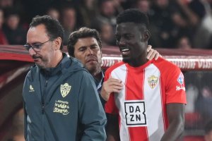 Sebastián Jiménez, Rubi y Baba en el partido de la lesión el 26 de noviembre ante el Córdoba.