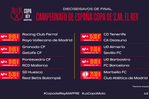 El panel de partidos de Copa donde aparece el Almería-Sevilla.