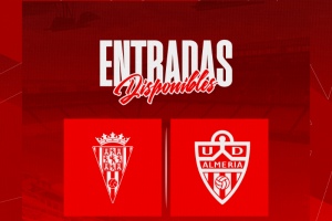 Cartel informador de las entradas para el Córdoba-Almería.