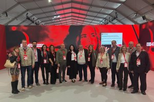 Parte de la delegación almeriense con Anabel Mateos esta mañana.