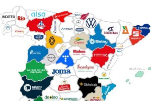 Mapa de España con las empresas más destacadas en cada provincia.