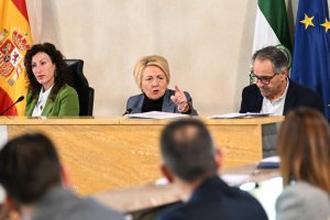 Eloísa Cabrera junto a María del Mar Vázquez y Juan José Segura en el pleno