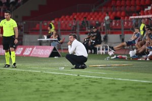 Rubén Albés, entrenador del Sporting, en el partido de la primera vuelta.