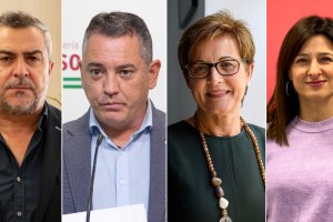 Juan Antonio Lorenzo, Indalecio Gutiérrez, Adriana Valverde y Fátima Herrera, del PSOE de Almería.