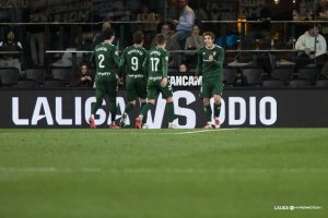 Jorge Pascual celebrando su quinto gol con el Eibar.