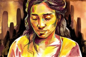 Retrato ficticio de una mujer migrante realizado con inteligencia artificial.
