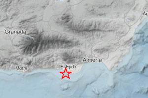 Epicentro del último temblor en la provincia de Almería.