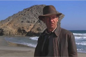 Fotograma de 'Indiana Jones y la última cruzada', en la playa de Mónsul.
