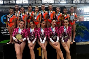 Infantil B y Grupo Mini del Club de Gimnasia Rítmica de Vera.