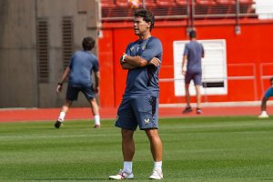 Rubi en el entrenamiento de este miércoles, el primero tras conocerse la marcha a Colombia de Luis Javier Suárez.