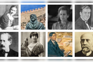 Diferentes rostros de los personajes con los que se han bautizado los edificios y plazas de Almería.