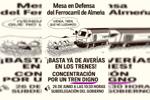 Cartel que anuncia la protesta de la Mesa del Ferrocarril.