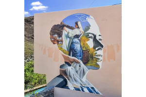 Mural homenaje a las lavanderas realizado en el municipio de Castro de Filabres