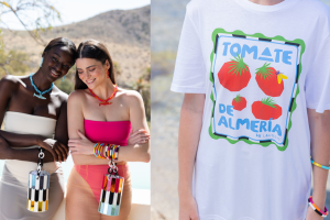 Sardina azul, Sardina fucsia, Pulseras flotador, Bolsos sol y sombra y Camiseta tomate de Almería