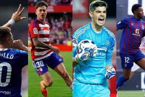 Portillo, Ricard Sánchez, Raúl Fernández y Amadou Diawara, futbolistas que han finalizado contrato con sus equipos.