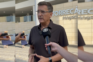 José Luis Sánchez Teruel, parlamentario autonómico por el PSOE de Almería, en rueda de prensa.