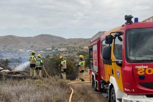 Efectivos de Bomberos del Levante en el lugar del incendio en Cantoria.