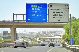 Autovía A7 a su paso por el Poniente almeriense, la única vía de comunicación de una de las comarcas más prósperas de Andalucía.
