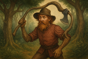 Un leñador hechizado. Imagen generada por IA.