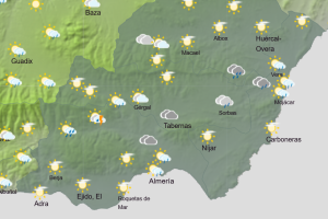 Mapa de la Aemet del estado del cielo en Almería.