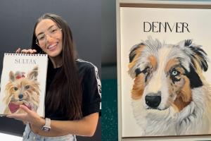 Luna Muñoz, junto a una de sus láminas.