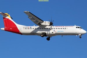 Modelo ATR 72-600 que conecta Almería con Melilla y Sevilla.