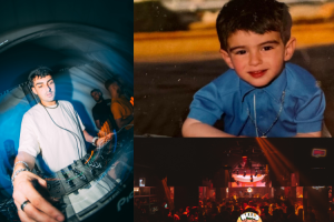 Collage Roberto Segura de pequeño, Dj Robber en escena.