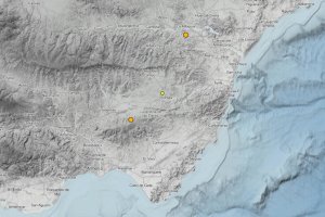 Mapa con los temblores registrados en las últimas 24 horas en la provincia de Almería.