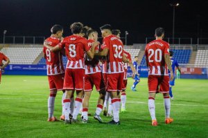 Celebrando el primer gol de la tarde, obra de Marko Perovic, frente a un Lorca que hizo un muy buen partido.