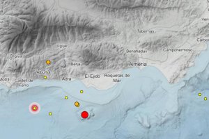 Mapa del Instituto Geográfico Nacional con las réplicas registradas la pasada madrugada.