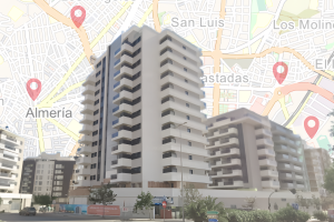 Algunos de los 'bloques cebras' que ya invaden la capital almeriense.