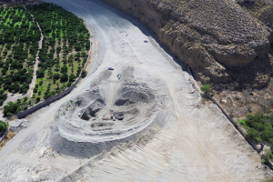 Vista aérea de las obras en el Andarax que está llevando a cabo Grupo Copsa.
