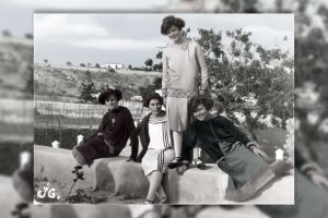 Un grupo de muchachas en la zona conocida como los cortijos de Belén allá por los años veinte, cuando aquel lugar formaba una aldea con vida propia.