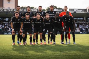El once del Almería en Ceuta con Lopy.