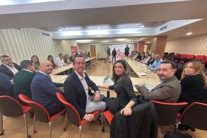 La vicesecretaria general del PSOE andaluz, María Márquez, en la sede de su partido en Almería