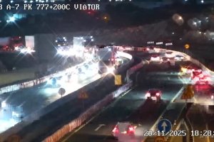 Las cámaras de la DGT captan las retenciones en la A-7 en sentido Murcia.