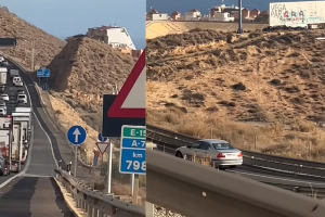 La peligrosa maniobra de un conductor almeriense en la A-7: marcha atrás para escapar de un atasco.
