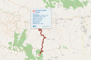 Mapa de la DGT donde se ve afectada la carretera A-1178 entre Serón y Gérgal