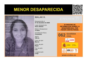 Malak H. la joven desaparecida en Vícar el pasado 27 de diciembre.