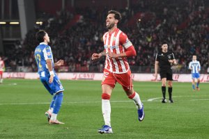 Leo Baptistao celebra su gol al Deportivo.