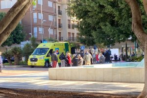 Los servicios sanitarios en plena Rambla de Almería tras asistir a la mujer.