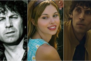 El escritor Agustín Gómez Arcos y los actores Cristina Kovani y Cristalino.