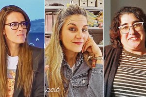 De izquierda a derecha, Inmaculada Molina, María Pérez y Loli Pérez, tres de las opositoras afectadas por los retrasos en Justicia.